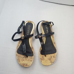 Lauren Ralph Lauren Leather T Strap Sandal